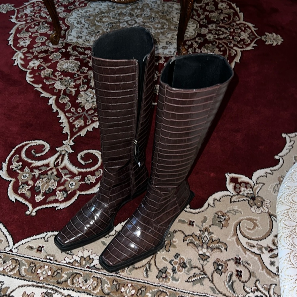 Zara brown croc boots